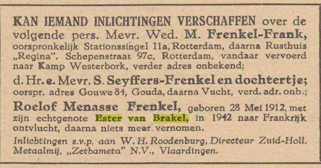 Roelof Menasse Frenkel en Ester van Brakel