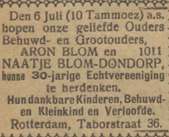 30-jarig huwelijk 1922
