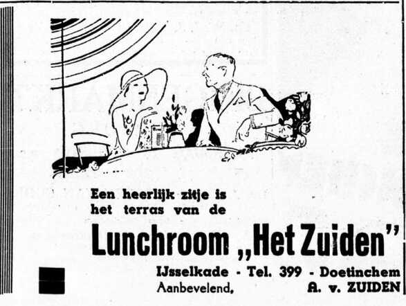De Graafschap-bode  nieuws- en advertentieblad, 11 augustus 1933, pag. 8. Lunchroom Het Zuiden te Doetinchem.