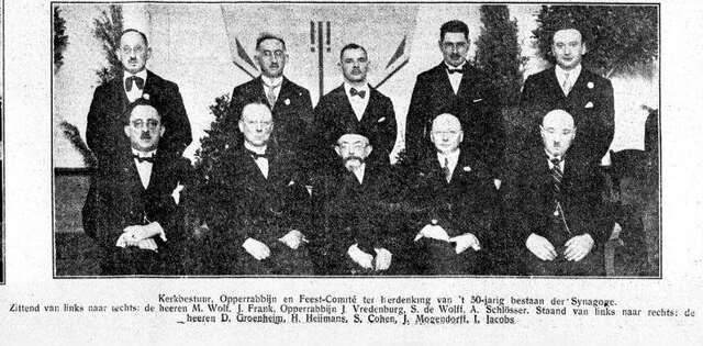 De Graafschap-bode  nieuws- en advertentieblad  21 februari 1928, pag. 1. Viering 50-jarig jubileum synagoge Doetinchem.