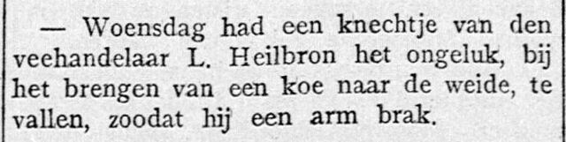 De Graafschap-bode  nieuws- en advertentieblad  22 juni 1912, pag. 6.  Knechtje van Leeman Heilbrun (Lehman Heilbron).