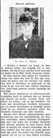 De Graafschap-bode nieuws- en advertentieblad, 30 december 1938, dag, pag. 25. Zilveren jubileum Abraham Aalsvel te Doetinchem.