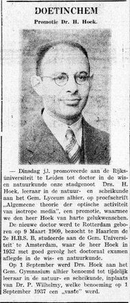 De Graafschap-bode, nieuws- en advertentieblad, 31 mei 1939, pag. 12. Promotie Henri Hoek.