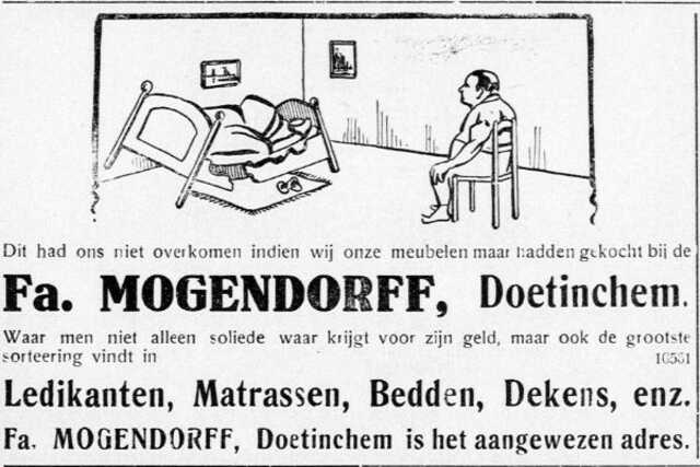 De Graafschap-bode  nieuws- en advertentieblad  6 april 1928, pag. 27. Advertentie fa. M. Mogendorff te Doetinchem.