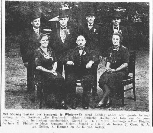 De Graafschap-bode,  nieuws- en advertentieblad, 7 augustus 1939, pag.5.  Commissie 50-jarig bestaan synagoge te Winterswijk.
