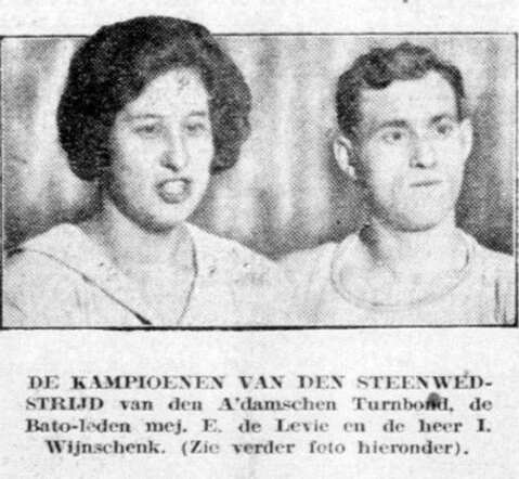 De Telegraaf, 2 februari 1926, ochtend,  pag. 4. Elka de Levie en Israel Wijnschenk.