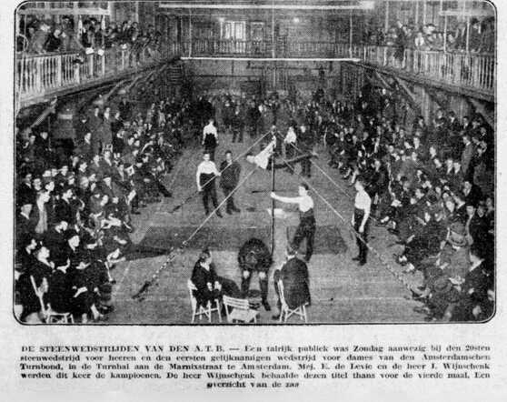 De Telegraaf 2 februari 1926, ochtend, pag. 4. Turnzaal Marnixstraat te Amsterdam.