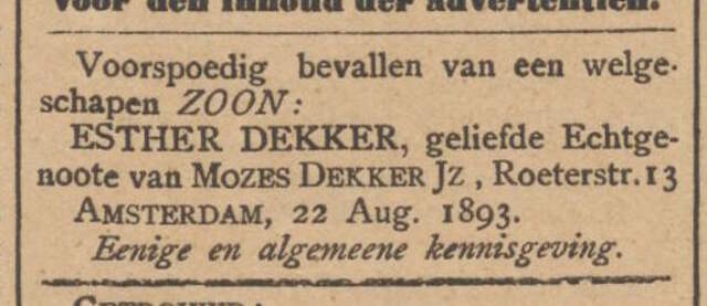 Nieuw Israelietisch Weekblad, 25 augustus 1893