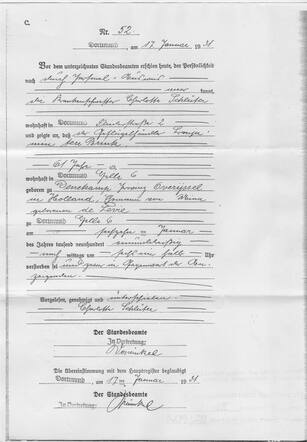 Sterbeurkunde Benjamin ten Brink +1931 Dortmund