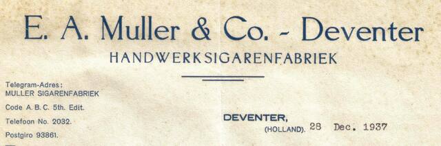 E.A.Muller & Co briefpapier 1937