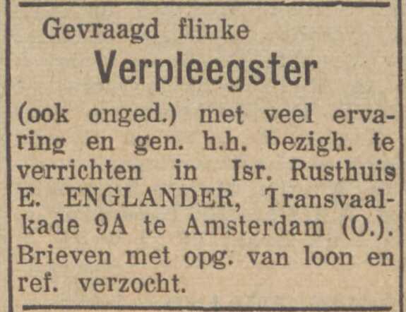 Gezocht een flinke verpleegster.