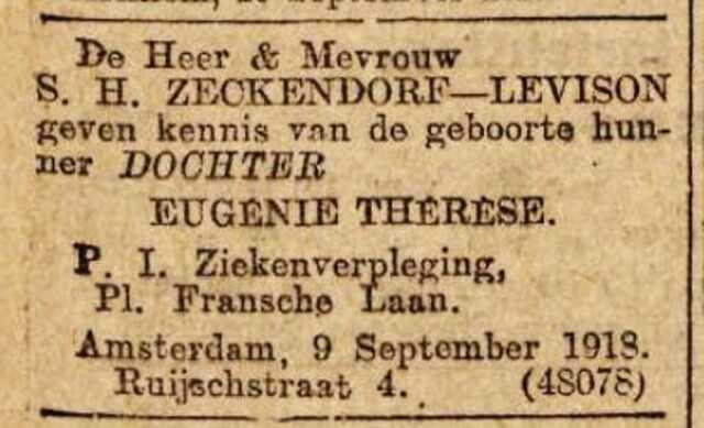 Eugenie Zeckendorf geboorte