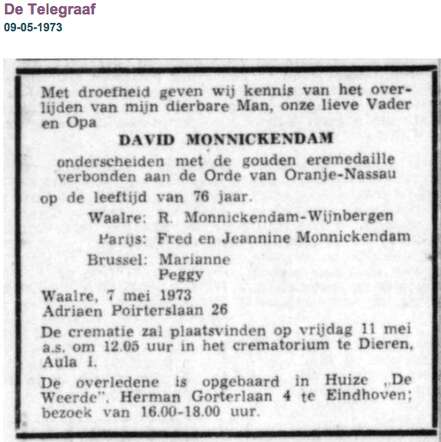 Familiebercith David Monnickendam Wijnbergen