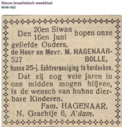 Familiebericht 25 jaar huwelijk Meijer Hagenaar en Roosje Bolle