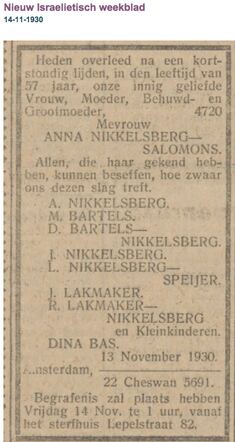Familiebericht Anna Nikkelsberg-Salomons