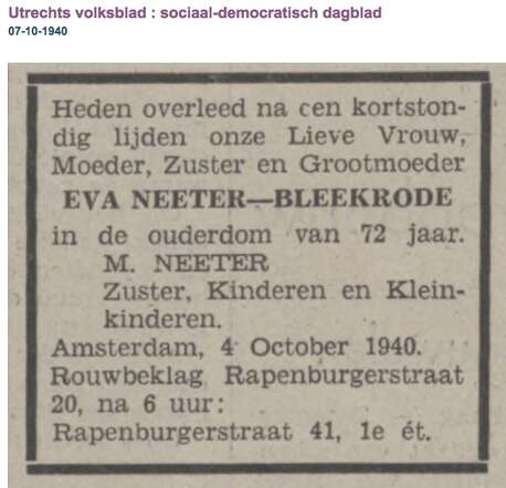 Familiebericht Eva Neeter-Bleekrode