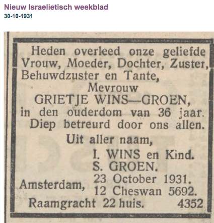 Familiebericht Grietje Wins-Groen