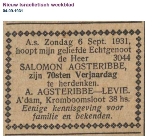 Familiebericht Salomon Agsteribbe 6-9-1861