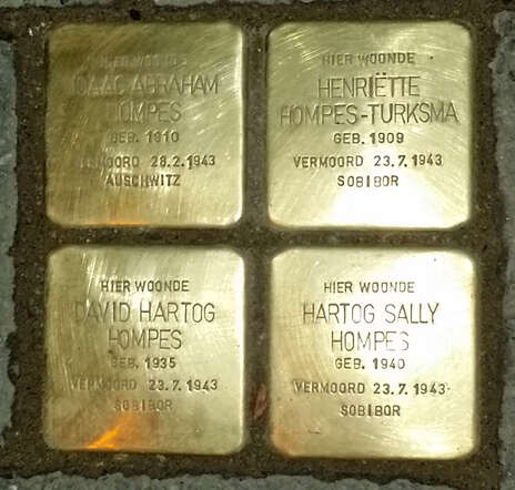 Stolpersteine gezin Isaac Abraham Hompes