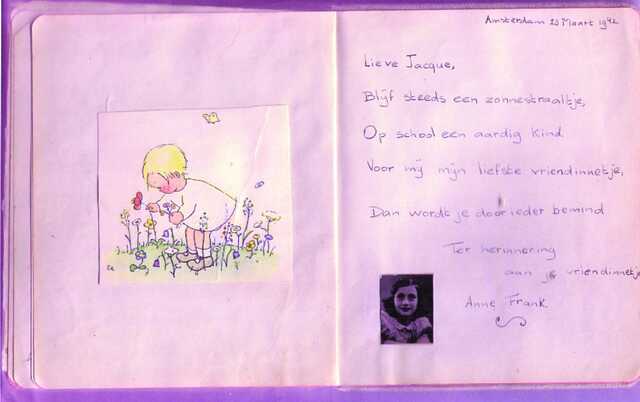 Poem written by Anne Frank in the poetry album of Jacqueline van Maarsen