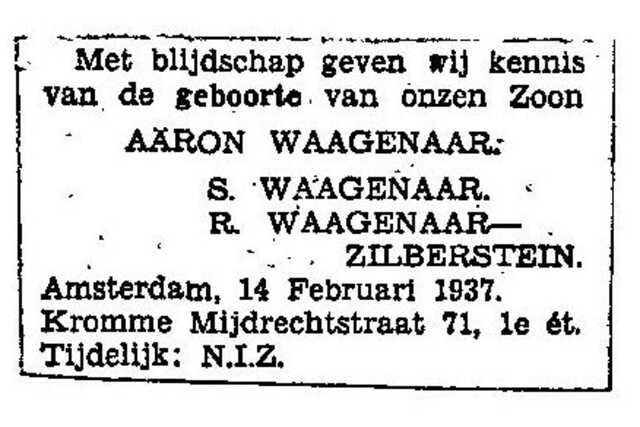 Geboorte_aankondiging_krant_Aäron_Waagenaar_ronnie