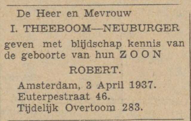 geboorte Robert theeboom