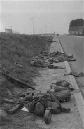Gesneuvelde soldaten aan de mijlweg te dordrecht