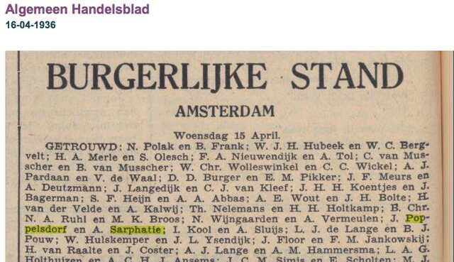 Getrouwd Juda Poppelsdorf en Abigael Sarphatie