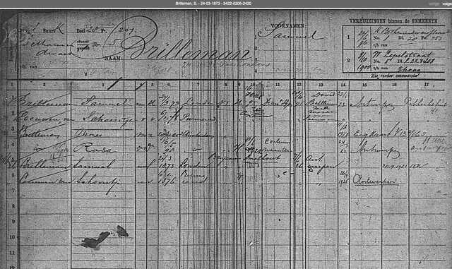 Gezin van Samuel Brilleman 24-3-1873 en Schoontje van Leeuwen en Schoontje van Leeuwen 6-1- 1872 of 6-1-1876
