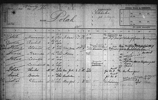 Gezinskaart Charles Polak 6-8-1866