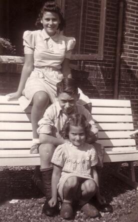 Samuel (Sam) Hagenaar in 1942, with two cousins (who both survived the war)