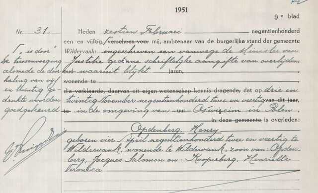 Henry Opdenberg 4-4-1942 Overlijdensakte