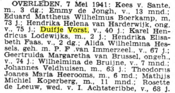 Overlidensbericht Duifje Vorst.