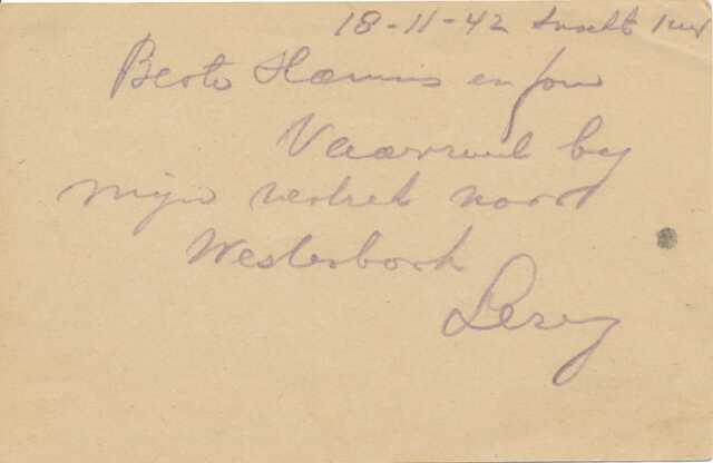 Briefkaart 18 november 1942