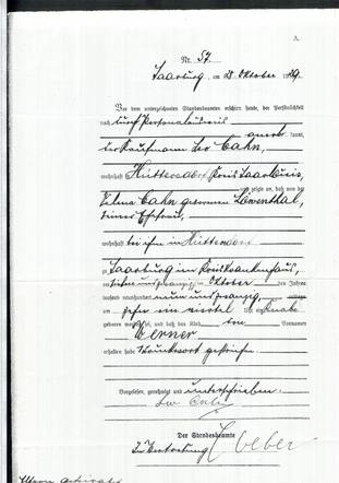 Geboorteakte van Werner Cahn