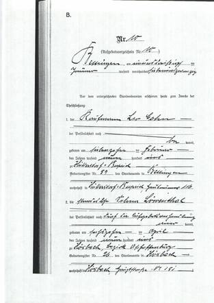 Huwelijksakte van Leo Cahn en Selma Löwenthal, 6 maart 1927 (blad 1)
