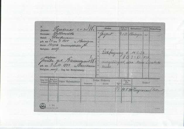 Gezinskaart van de familie Dessauer in het archief van Heringen