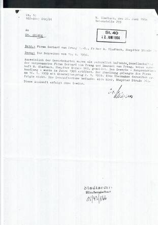 Brief met informatie over de firma Van Praag