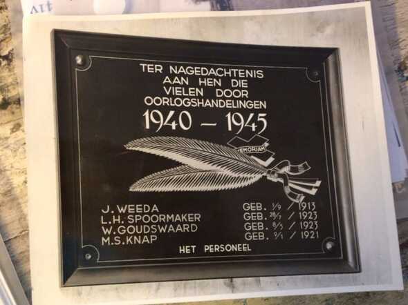 Plaquette uit het bedrijfsarchief van J.L. Spoormaker