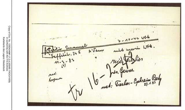 Inventaris kaart Kamp Westerbork van Emanuel Fierlier geboren 11-01-1883 op transport naar Auschwitz op 16-02-1943
