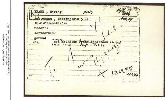 Inventaris kaart Kamp Westerbork van Hartog Frank geboren 18-02-1921 op transport naar Sobibor op 01-06-1943