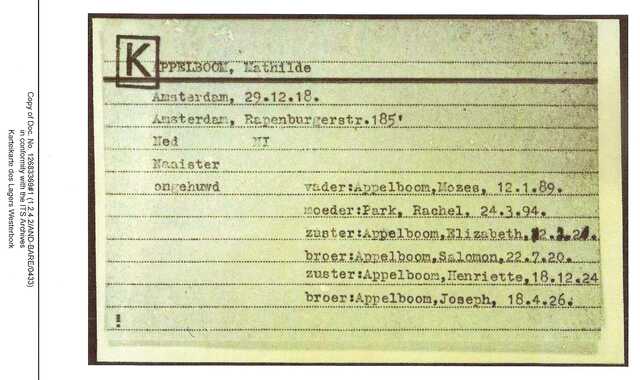 Inventaris kaart Kamp Westerbork van Mathilde Appelboom geboren 29-12-1918 op transport naar Sobibor op 01-06-1943_2