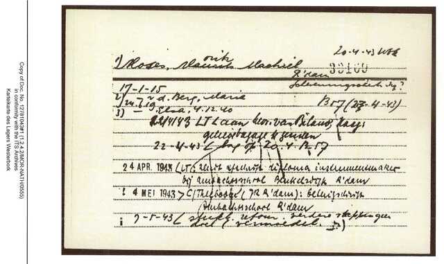 Inventaris kaart Kamp Westerbork van Moritz Machiel Moses geboren 17-01-1915 op transport naar Sobibor op 27-04-1943 (3)