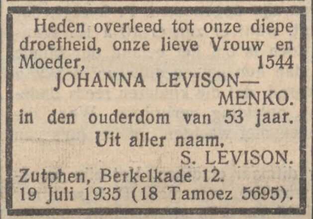 Johanna Levison Menko