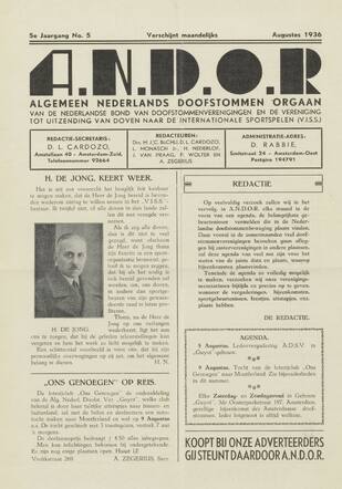 Hartog de Jong in het ‘Algemeen Nederlands Doofstommen Orgaan’, 1936
