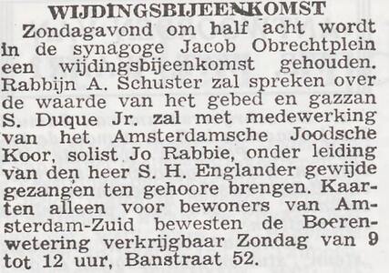 Laatste melding van optreden Jo Rabbie.