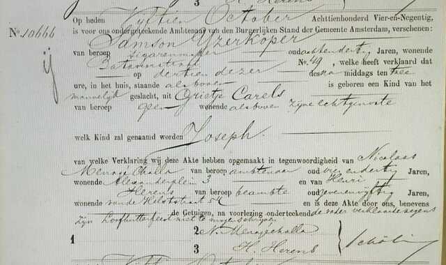 Joseph IJzerkoper 13-10-1894 Geboorteakte