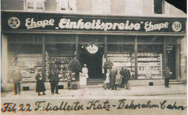 De winkel van Alfred en Julie Katz's vader in Duitsland