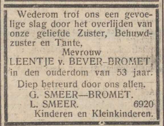 Leentje van Bever-Bromet