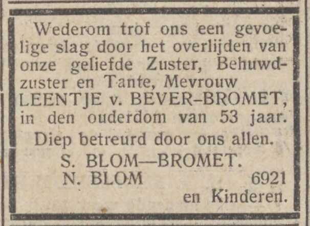 Leentje van Bever-Bromet